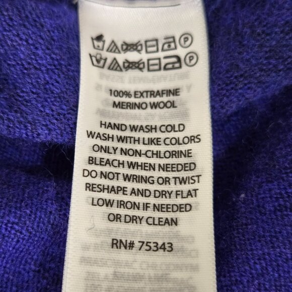 Cynthia Rowley Women’s 100% Merino Wool Long Sleeve Crew Neck Sweater Purple L - Picture 7 of 9